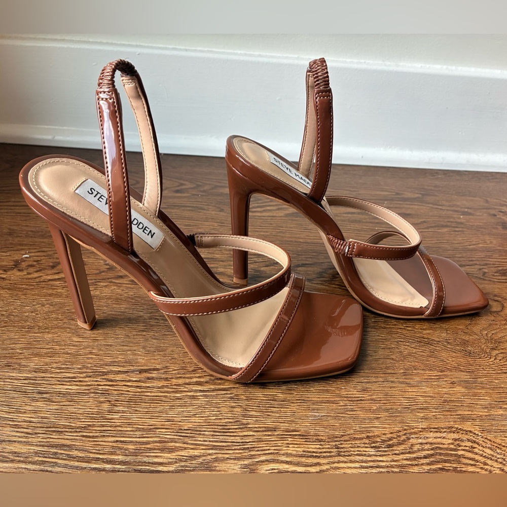 Steve Madden Like New Brown Gracey Square Toe Strappy Heels - Size 7M - Picture 3 of 7